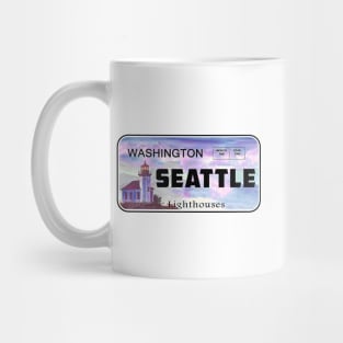 Seattle Washington License Plate Lighthouses Mug